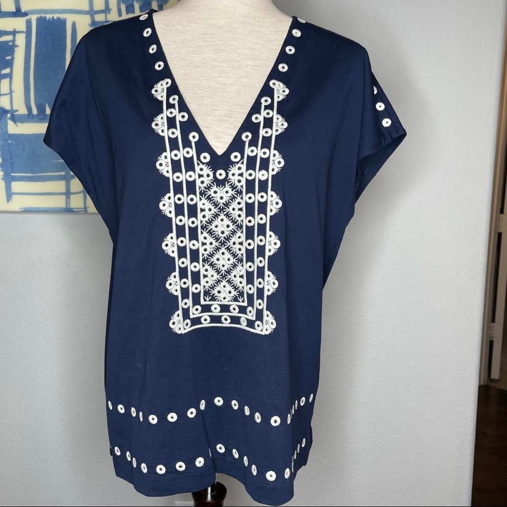 J.Crew Navy Eyelet Top Size M